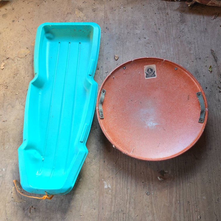 Kalamazoo Sled Company Champion Flying Disc and WinterStar Plastic Sled Pair