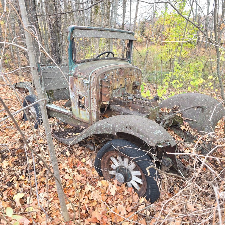Dodge Brothers Early Truck Shell With Wood Spoke Wheels and Engine Components