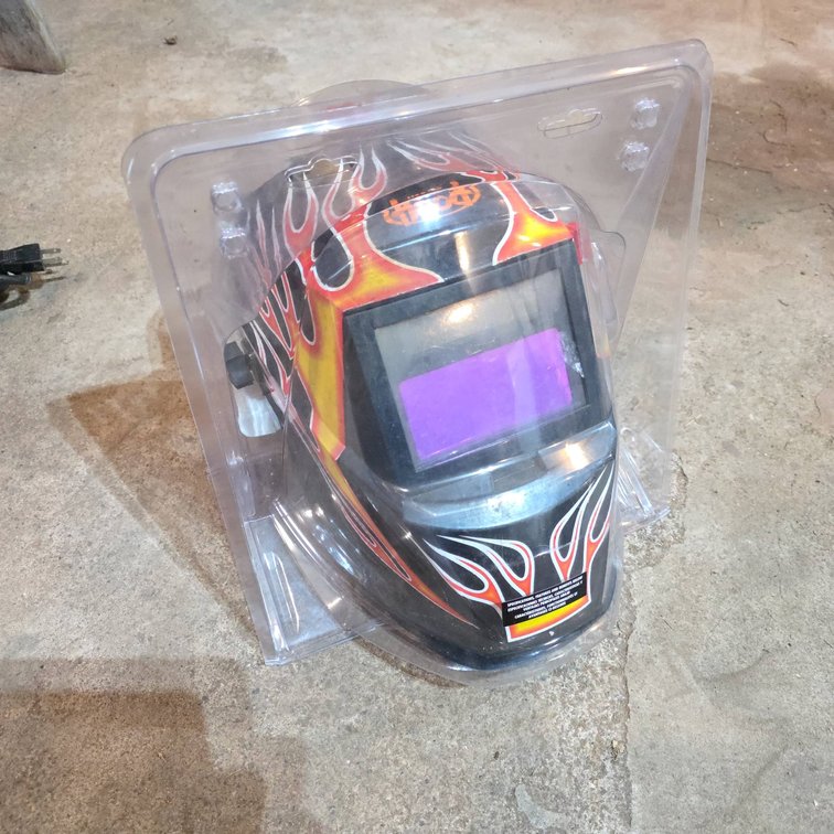 Hobart Hood Welding Mask with Auto-Dim Feature and Original Packaging, Flame Design, Forney Easy Weld
