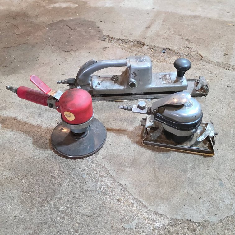 Pneumatic Sanders: Florida Pneumatic Orbital Board Sander, Northern Industrial Disc, and Rectangular Sander