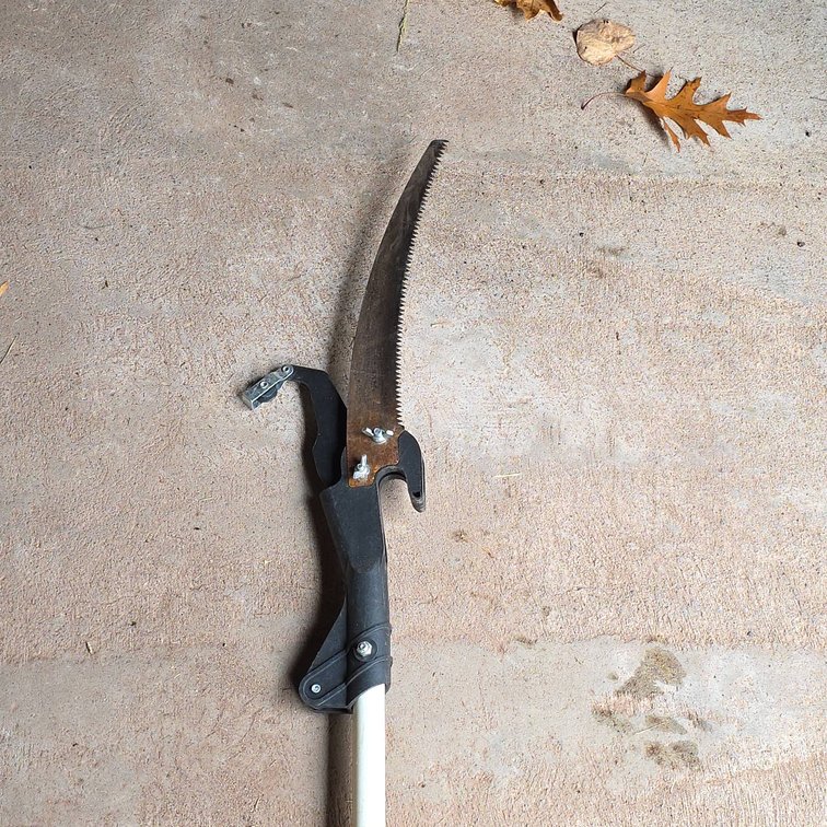 Extendable Pull Saw with Curved Blade, Manual Pruner Head, Approx. 8' Reach, Extends to 12'