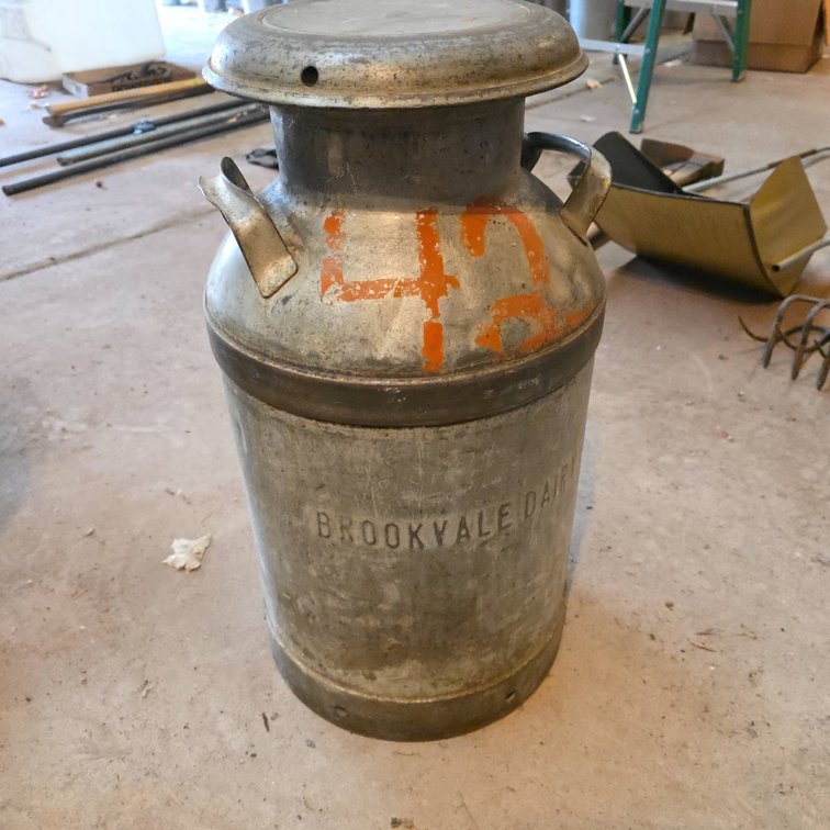 Brookvale Dairy Vintage Milk Can with Handles and Marked Number 42 on Body and Lid