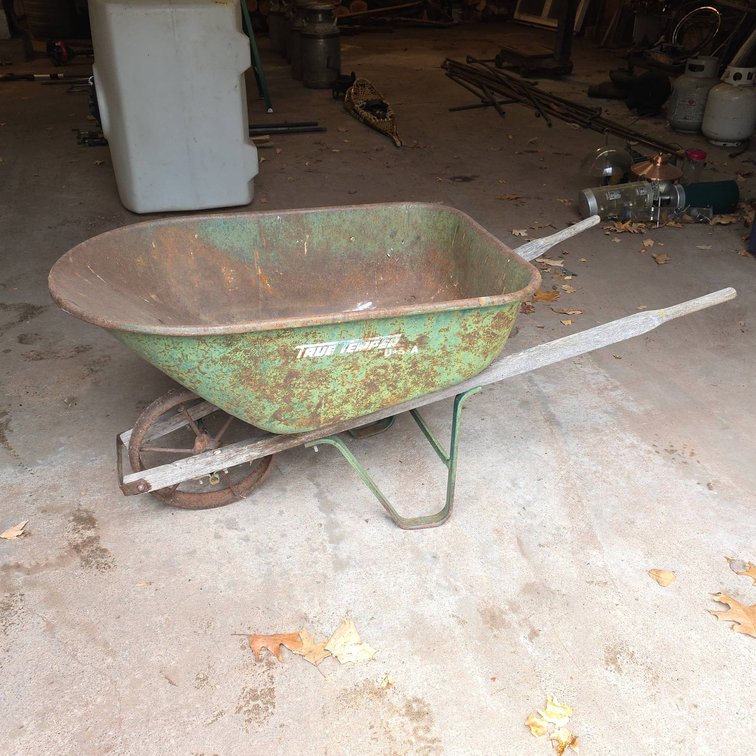 True Temper USA Steel Wheelbarrow with Metal Wheel, Vintage Garden Tool