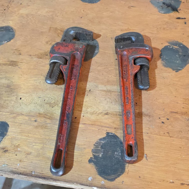 Fuller 14-Inch and RIDGID 12-Inch Pipe Wrenches, Set of 2, Heavy Duty Steel Hand Tools