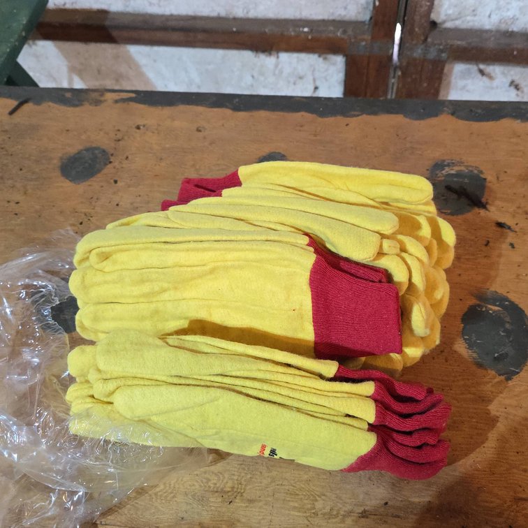 Wells Lamont Handy Andy Yellow and Red Work Gloves, Eleven Pairs
