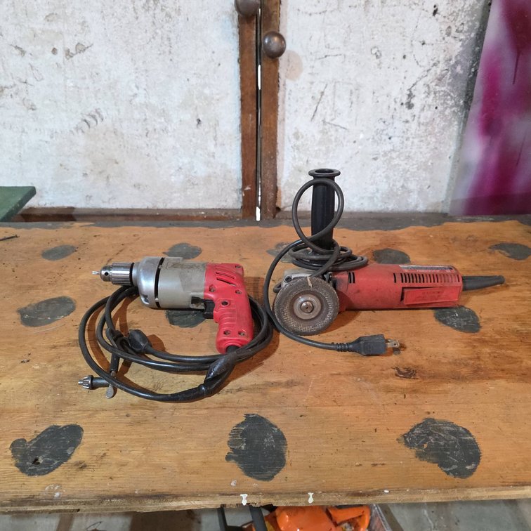 Milwaukee Electric Drill and 4-1/2" Sander-Grinder Tested and Working Red/Gray Power Tools Lot