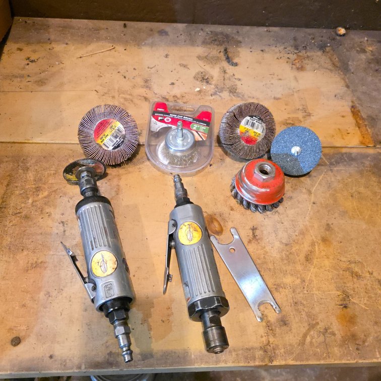 Northeastern Industrial Pneumatic Rotary Files, Cut Off Tools With Cutoff Wheel and Assorted Brushes