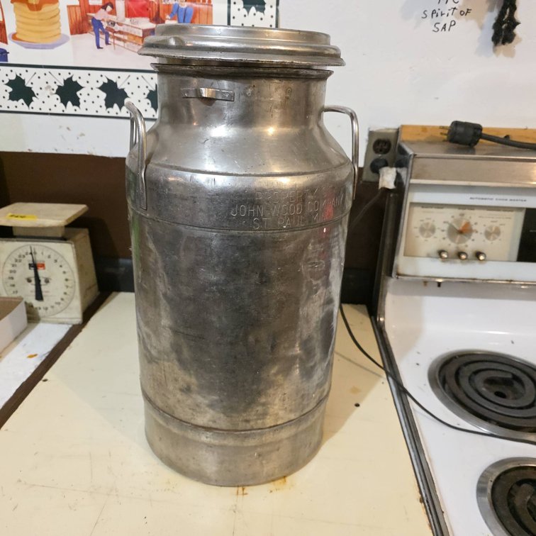 John Wood Company St. Paul Minn Aluminum Milk Can, Military Use, Rodar Company Lessee, With Lid