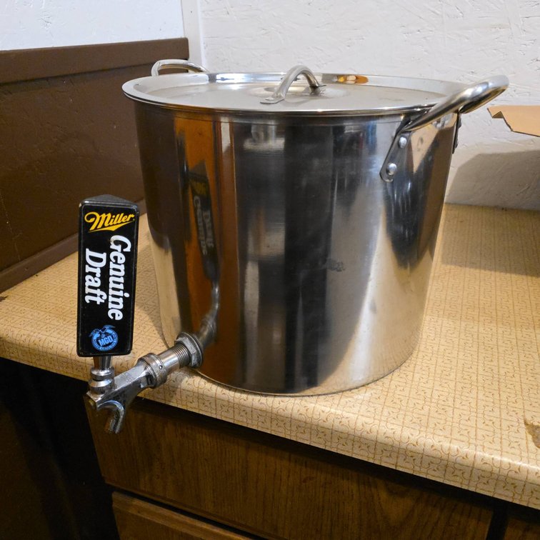 Stainless Stock Pot With Miller Genuine Draft Tap Handle, Bottom Spigot, Lid Included