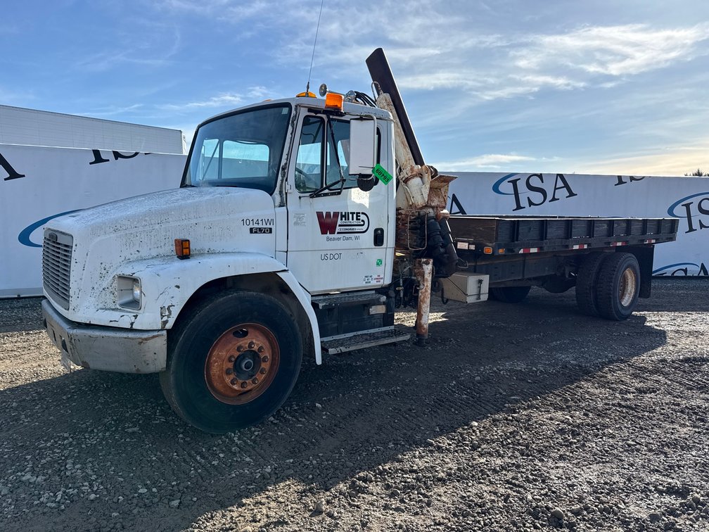 1996 Freightliner FL70 Flatbed Crane Truck