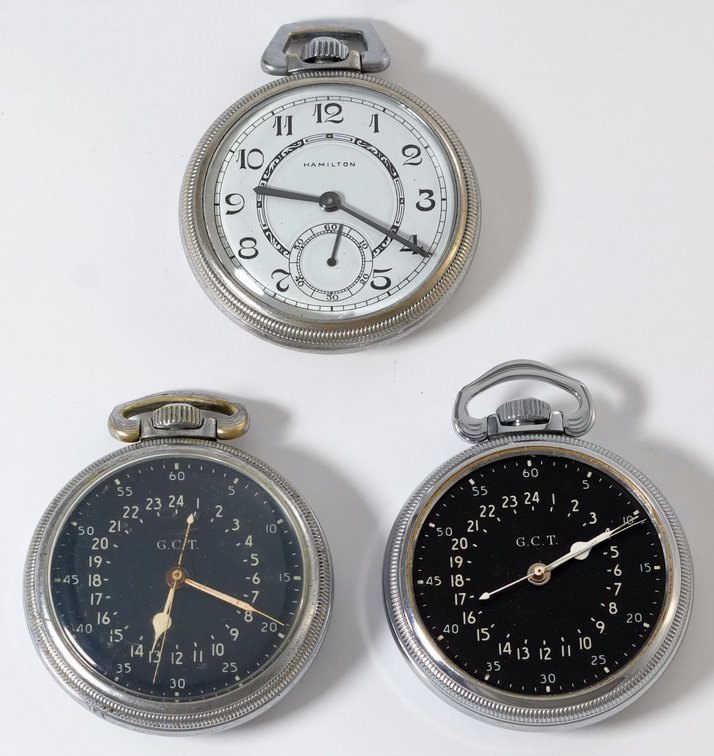 PW lot (3) Hamilton, WWII era military, 17-22J, 16S, all run