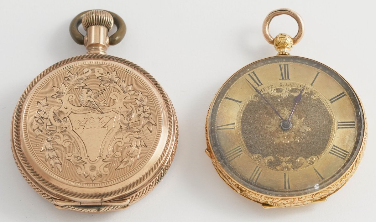 LPW lot (2) Pendant watches, gold cases, one runs