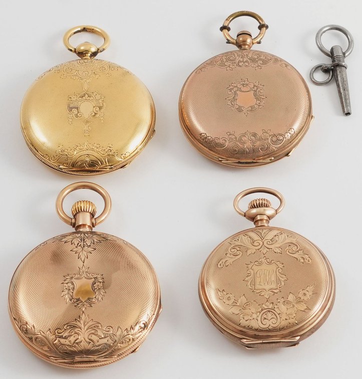 LPW lot (4) Pendant watches, gold HC, two run