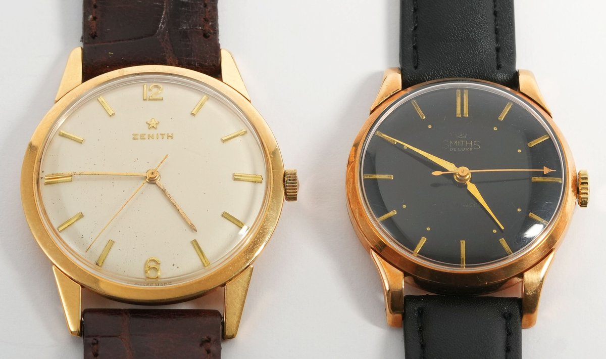 WW lot (2) Swiss mechanical models in 9-18K gold, both run