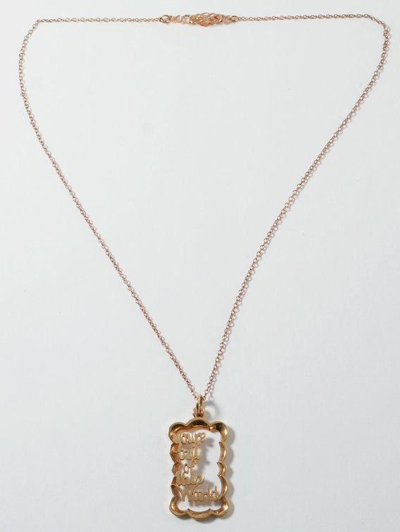 14K yellow gold phrase pendant with chain