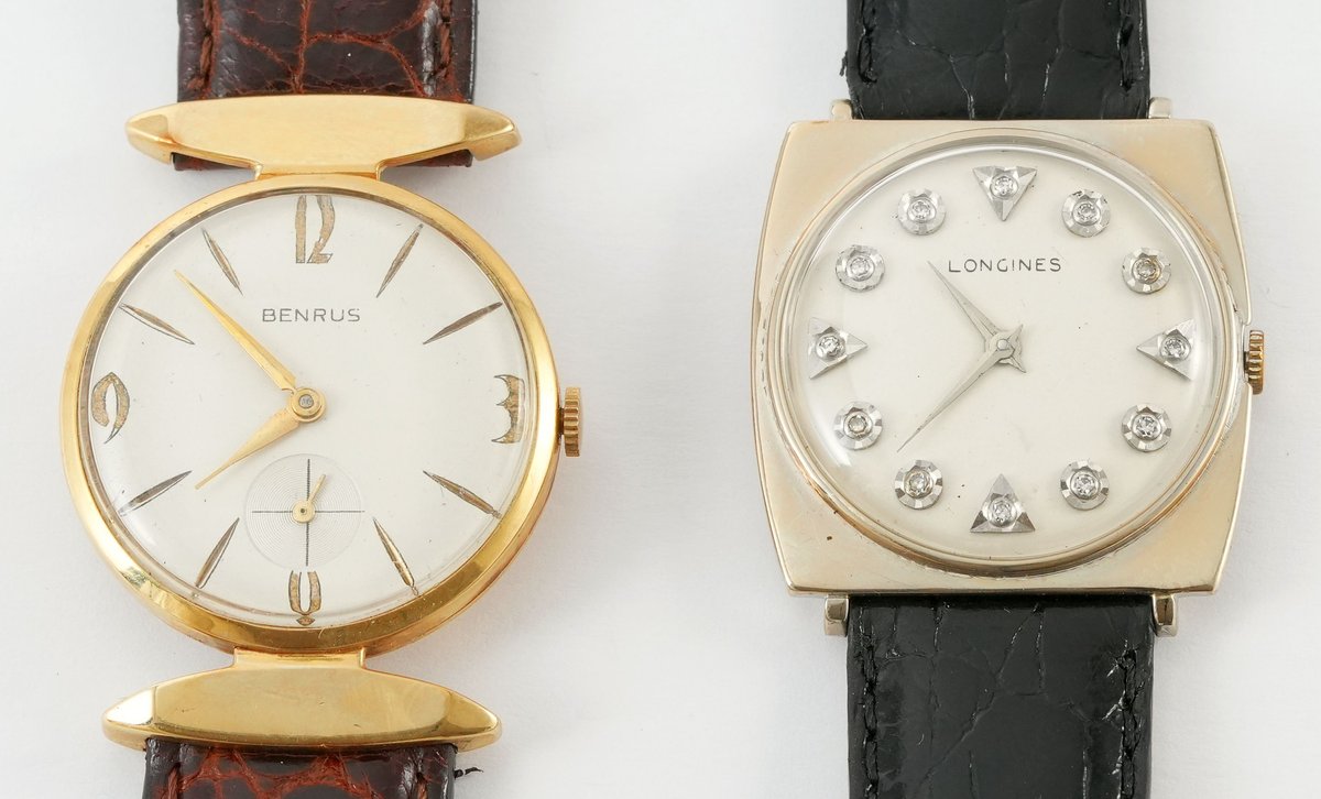 WW lot (2) Swiss manual wind models in 14K, both run