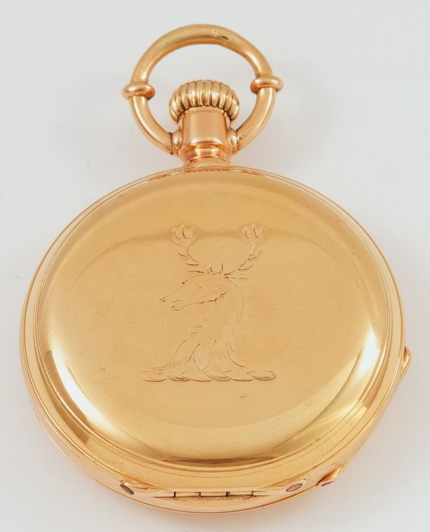 Jules Jürgensen, 51mm, heavy 18K, unusual gilt and gilt damascene finish