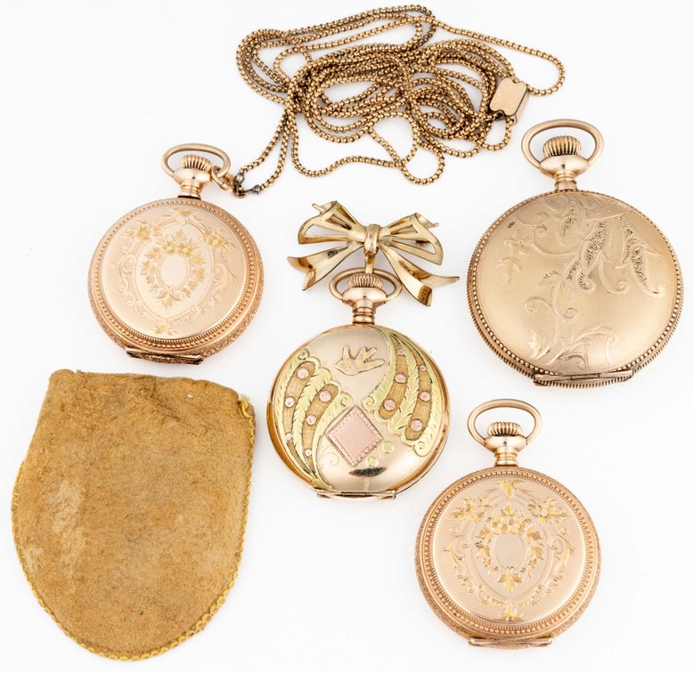 LPW lot (4) Pendant watches, gold-filled HC, two run