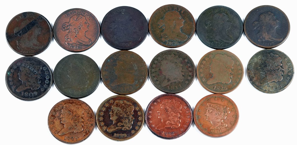 US coin lot (16) Half Cents