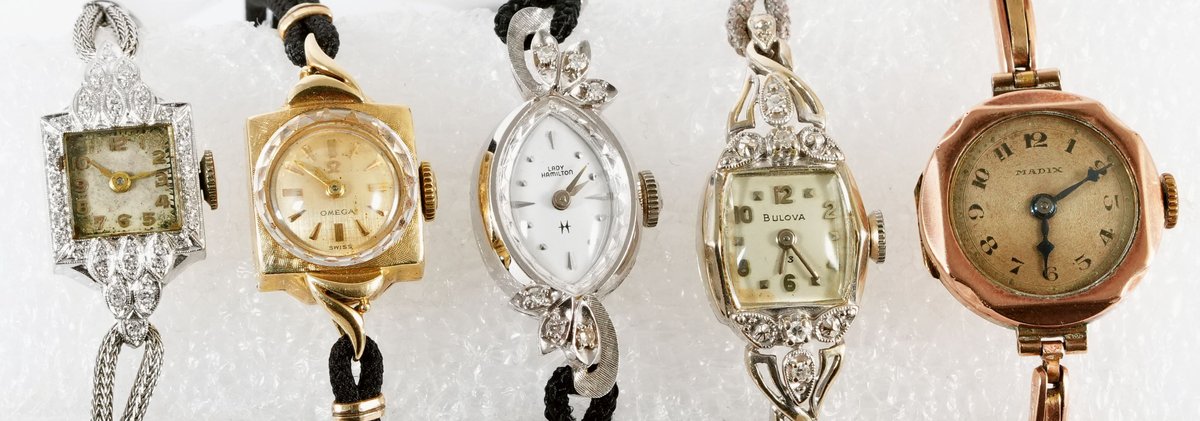 Lot (5) Ladies' Swiss & American in precious metals, all run