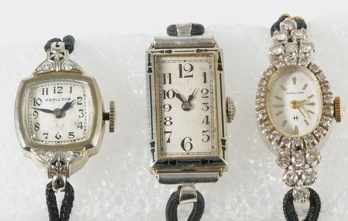 LWW lot (3) Swiss & American manual wind models in 14K, two run