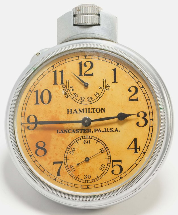 Hamilton, Model 22 US Navy deck watch w/winding indicator, 21J