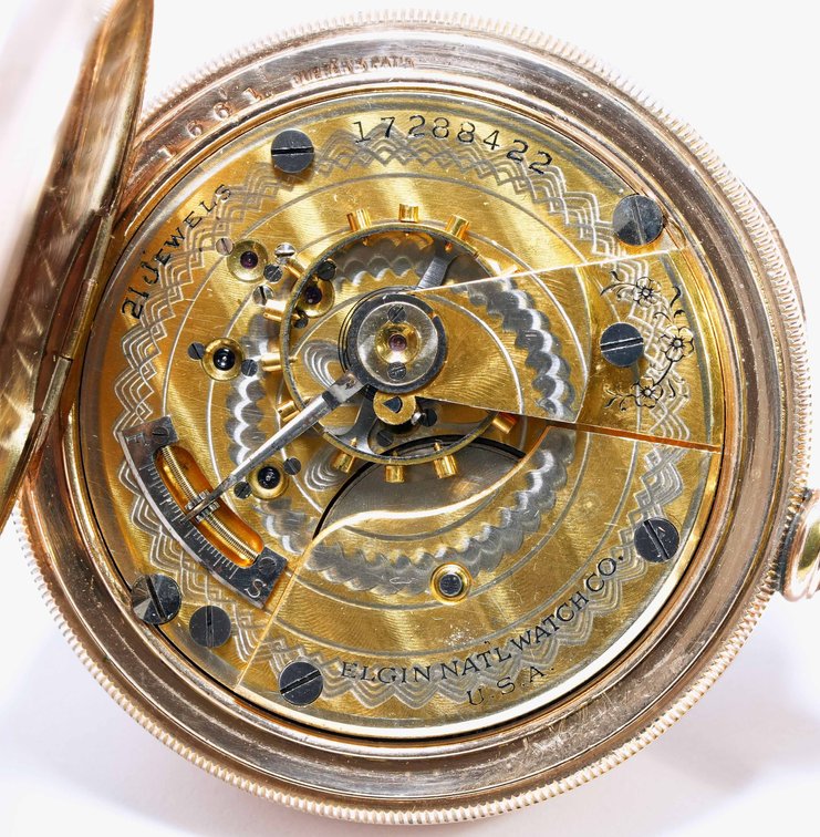 Elgin, Grade 411, 21J, 18S, scarce two-tone