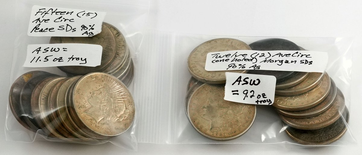 US coin lot (27) Morgan and Peace silver dollars