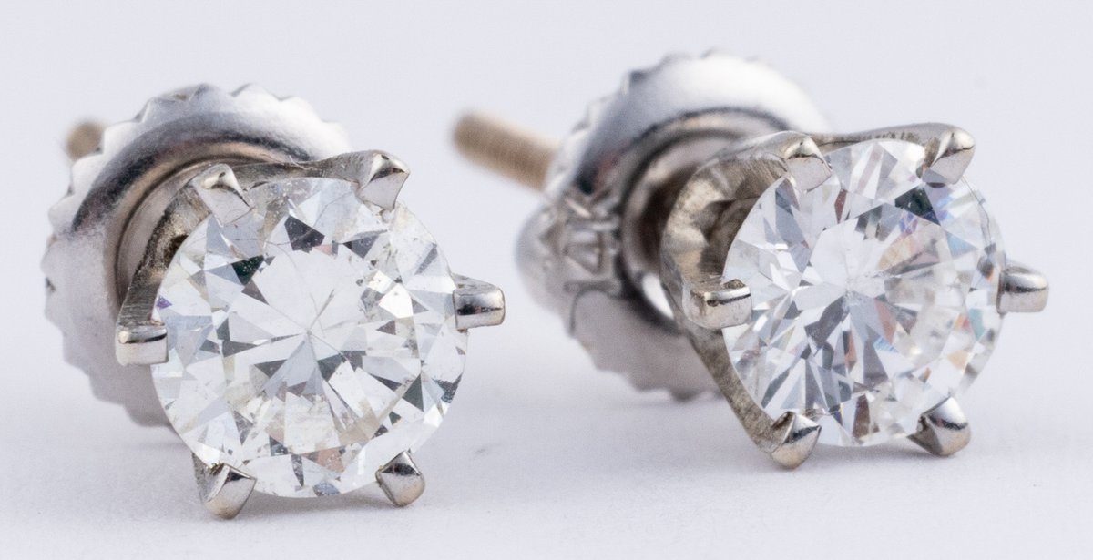 Diamond & 14K white gold screw back stud earrings