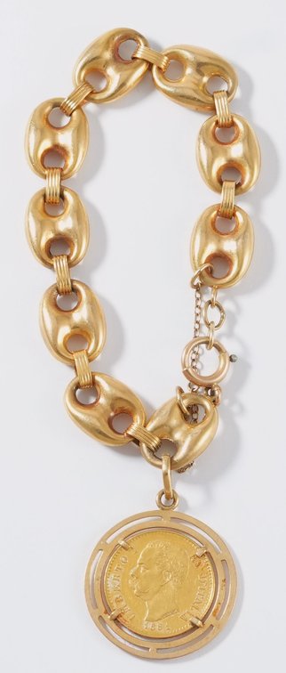 Unusual 14K yellow gold link bracelet