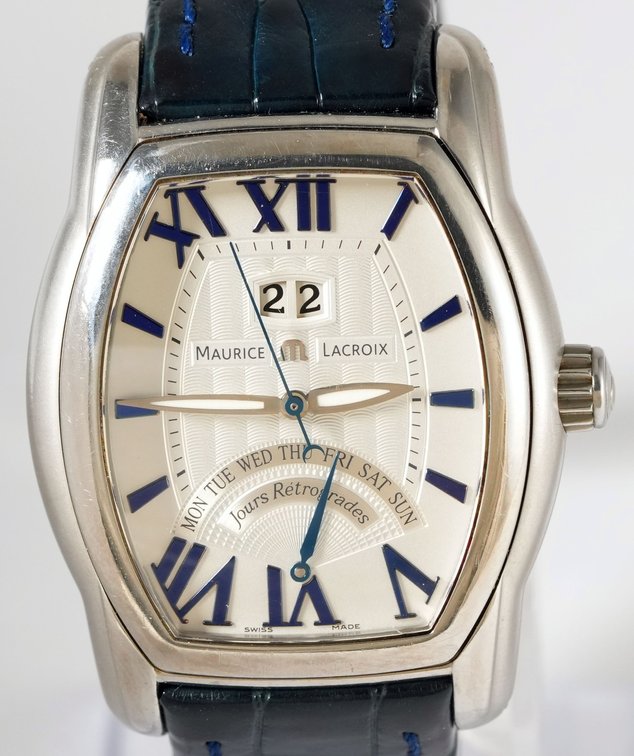 Maurice Lacroix Masterpiece Jours Retrogrades Tonneau, automatic w/ box & papers