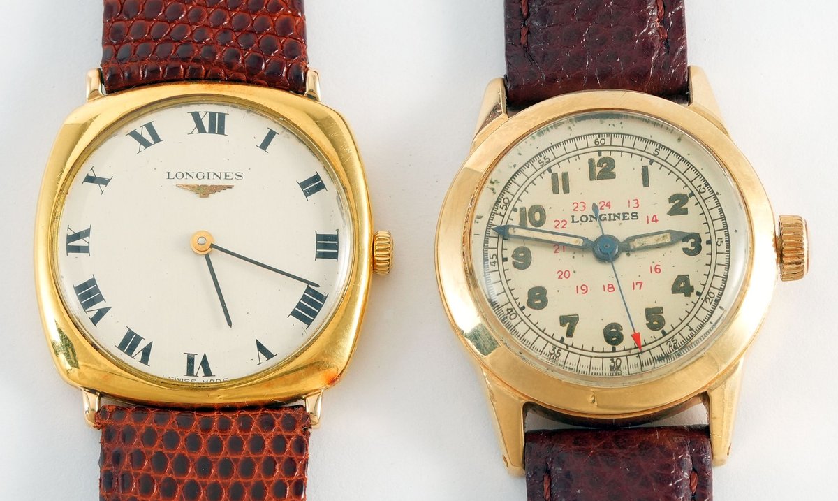 WW lot (2) Longines manual wind models in gold, both run