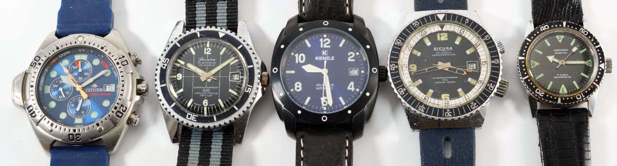 WW lot (5) European & Japanese diver models, three run