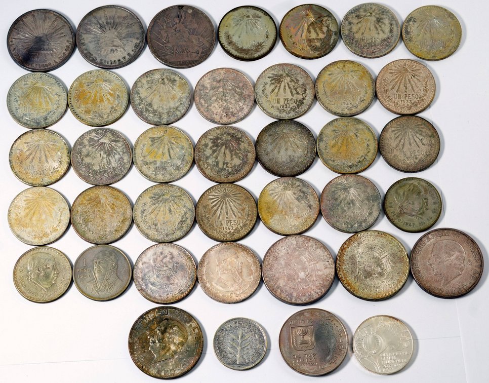 Silver coin lot (39) Mexico, Palestine, Israel, Germany issues