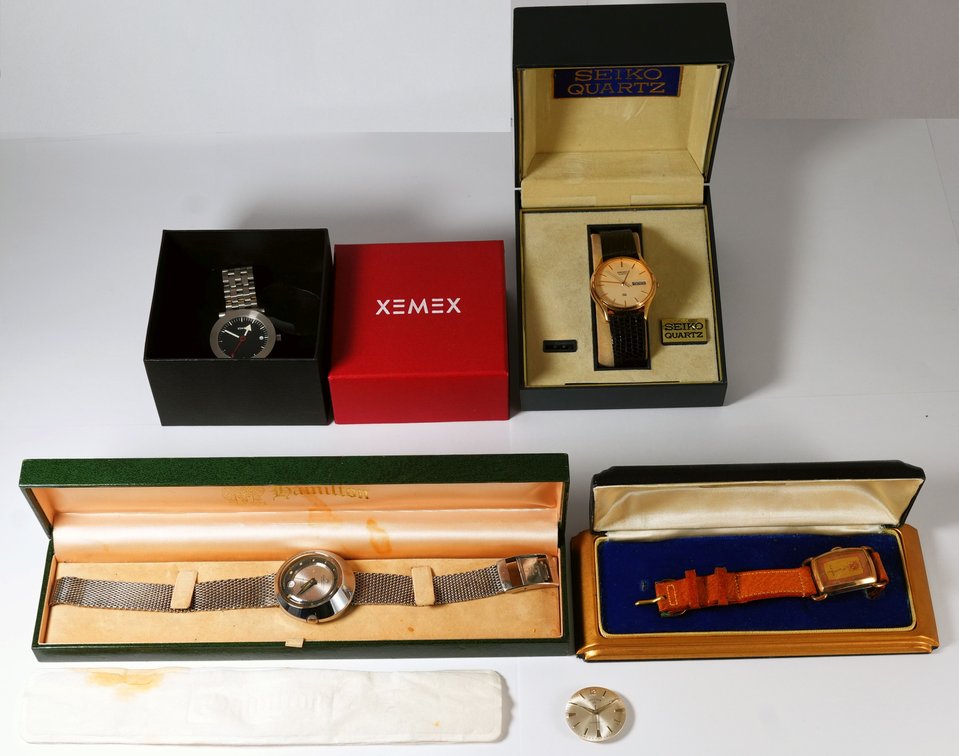 WW lot (4) Swiss & Japanese models and Lord Elgin dial/hands set, one runs