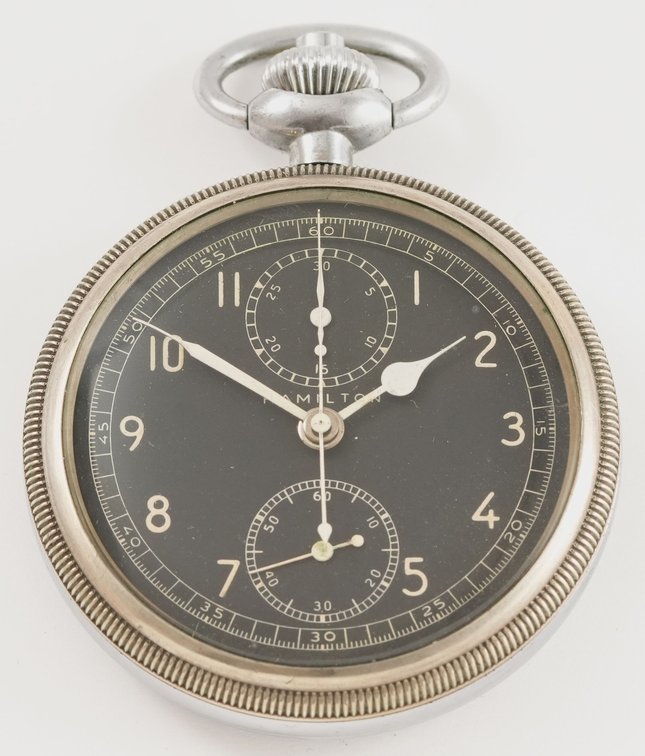 Hamilton, Model 23 chronograph w/30-min register, WW II era military