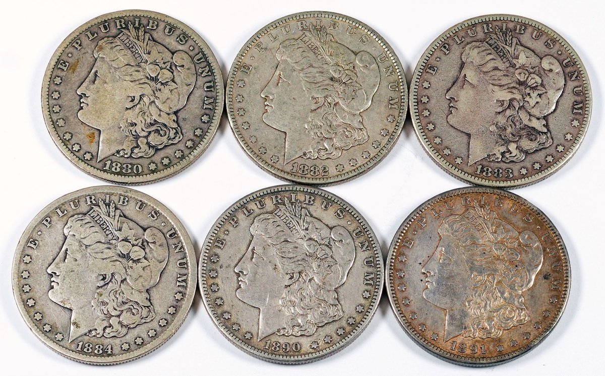 US coin lot (6) Carson City Mint Morgan silver dollars