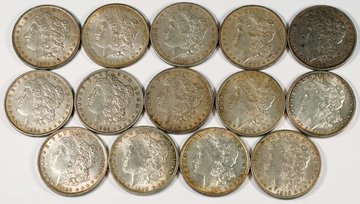 US coin lot (14) New Orleans Mint Morgan silver dollars