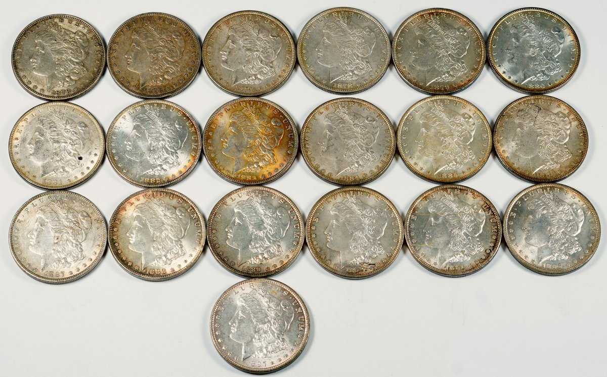 US coin lot (19) Philadelphia Mint Morgan silver dollars