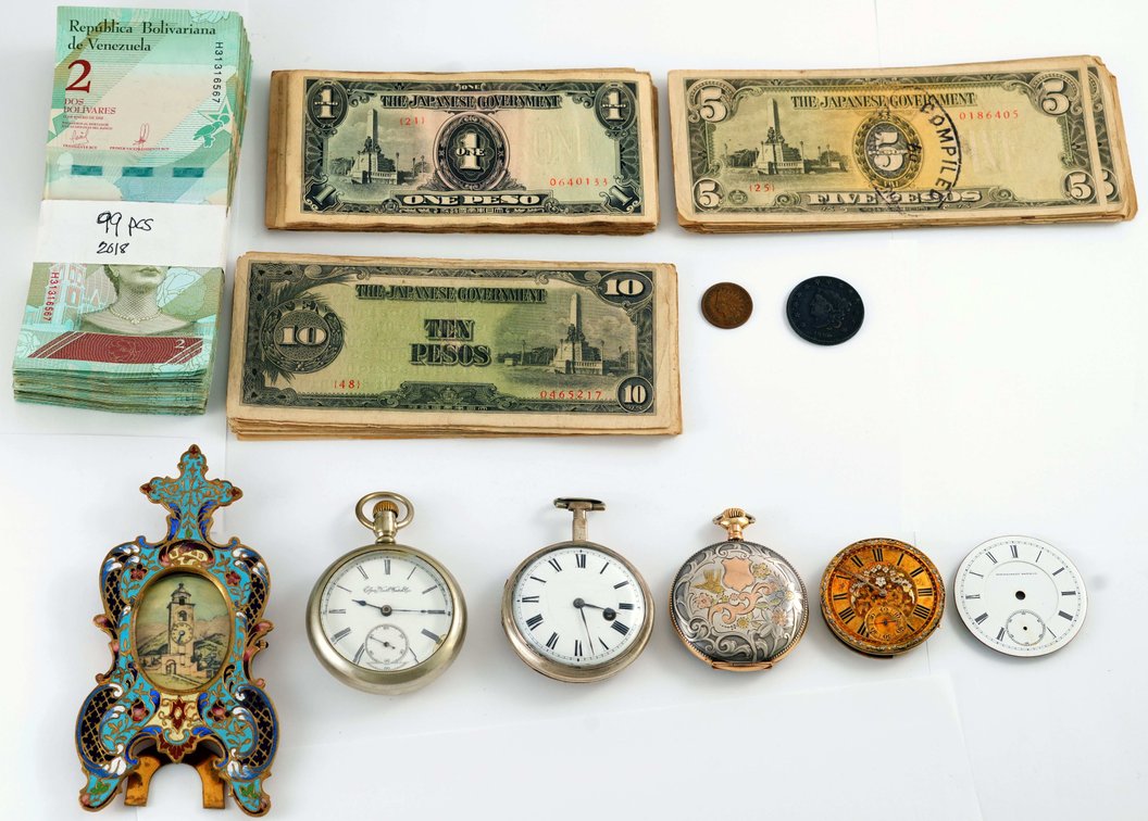 Lot (11) Horological and numismatic assortment