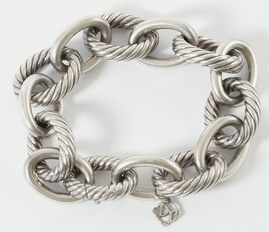David Yurman cable link chain bracelet in sterling silver