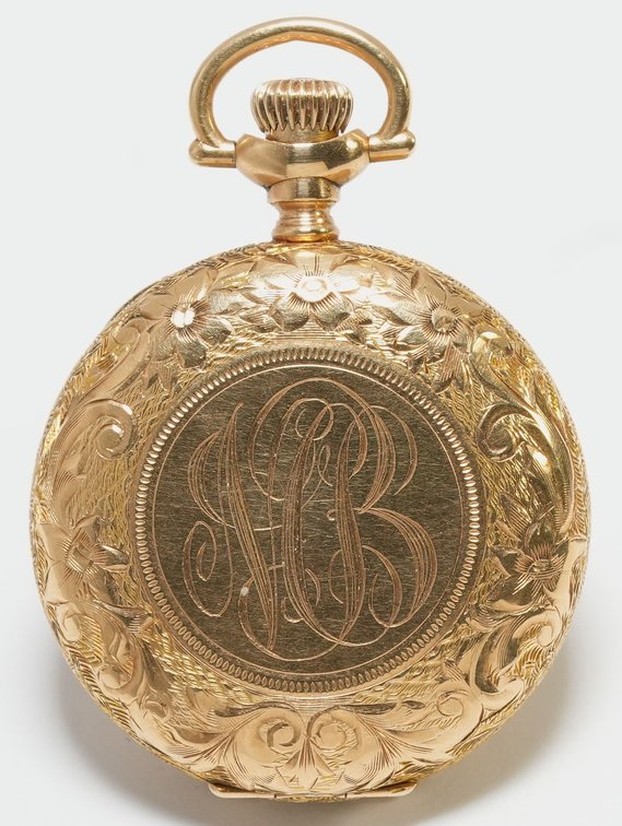 Waltham, pendant watch, 14K HC w/attractive detail