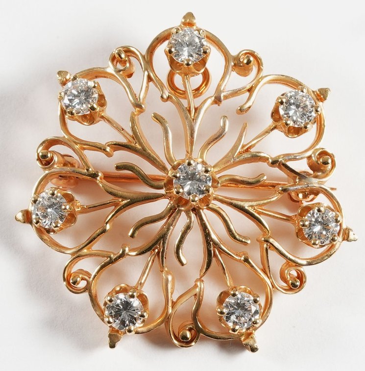 Diamond & 14K yellow gold pin/pendant with hidden bail