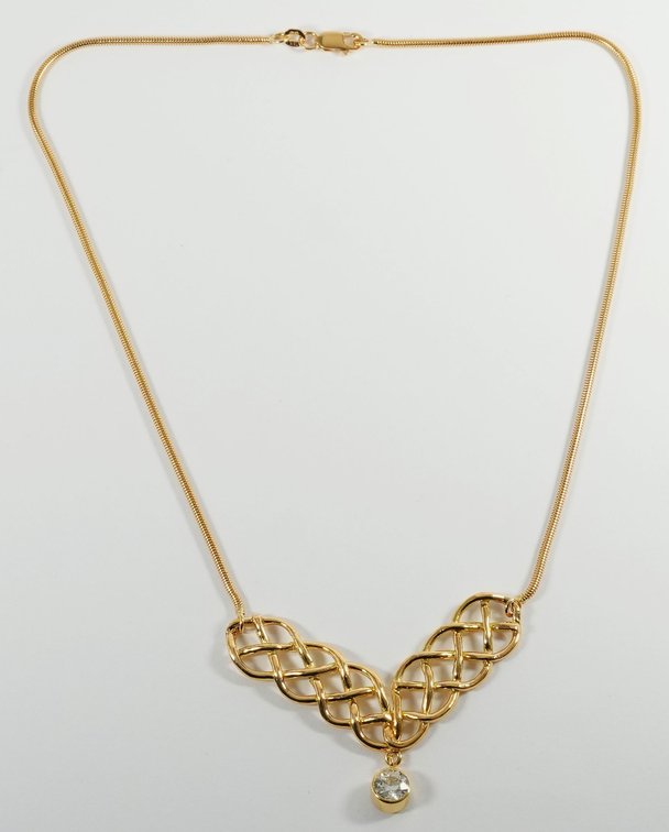 Diamond & 18K yellow gold dangle necklace
