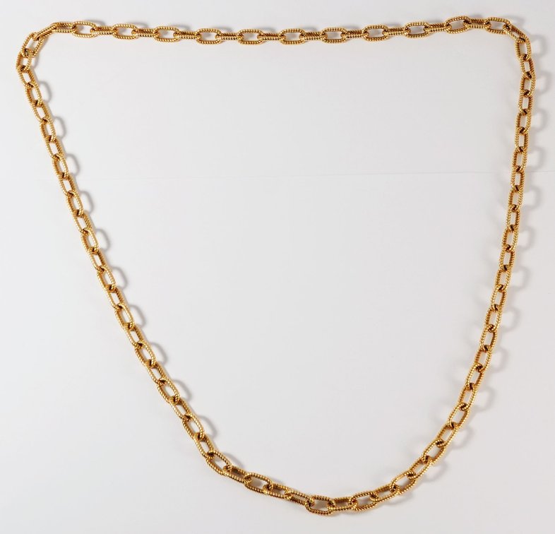 14K yellow gold fancy solid link necklace