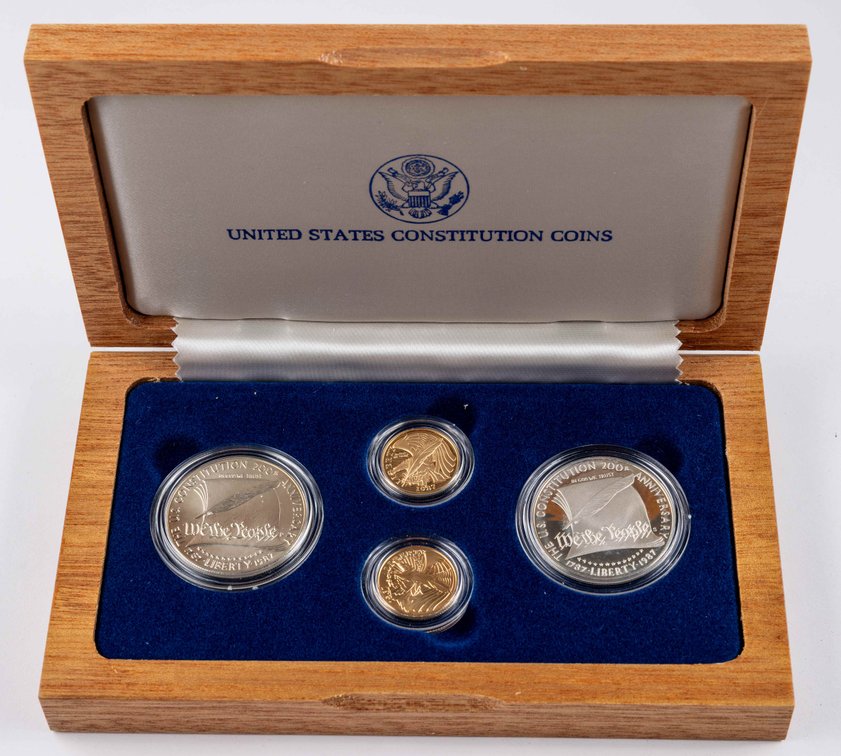 US Constitution Commemorative 4-Coin Set, includes gold