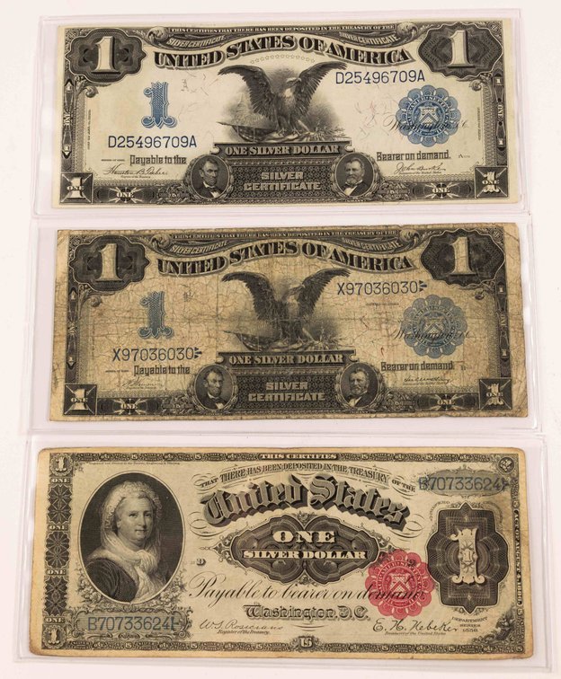 US $1 Silver Certificate lot (3) Series of 1886 and 1899