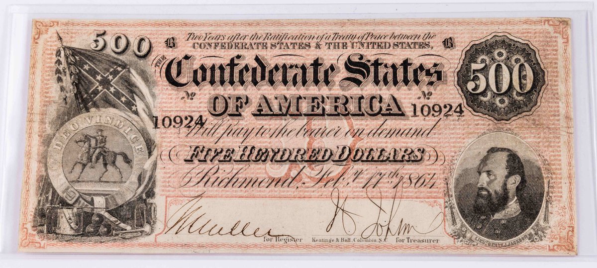Confederate States of America, $500 note, 1864 (T-64)