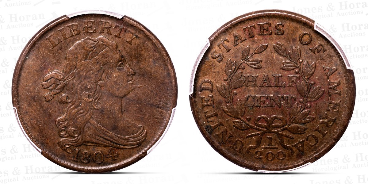 US Draped Bust Half Cent, 1804 "spiked chin" variety, PCGS XF40