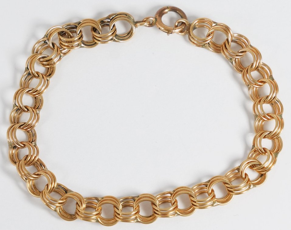 14K yellow gold charm bracelet with replacement gold filled clasp